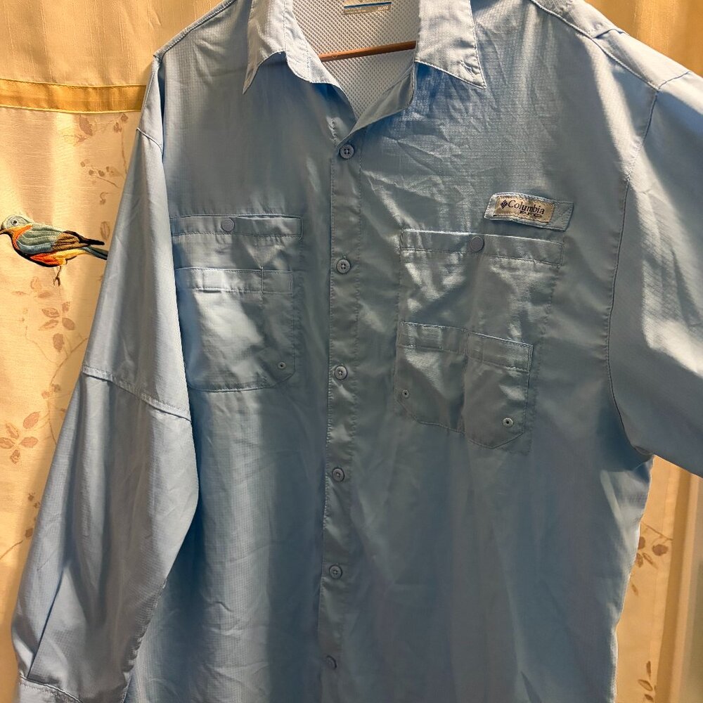 Columbia baby blue men's XL Tamiami vented fishing shirt